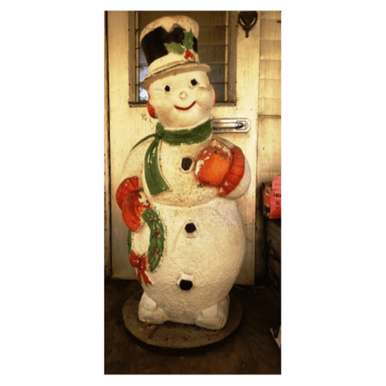 Vintage Plastic Snowman Decoration with Scarf and Hat