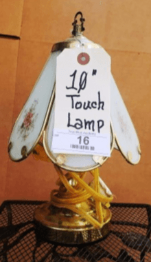 10-Inch Touch Lamp with Floral Design and Gold Base