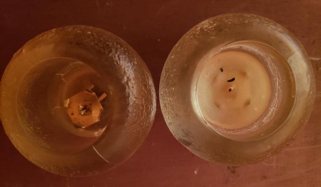 Pair of Frosted Glass Candle Holders - Elegant Decorative Set