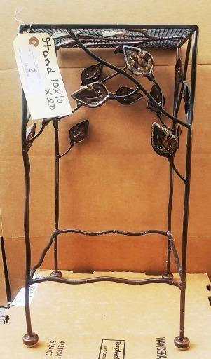 Decorative Metal Plant Stand with Leaf Design, 10x10x20 Inches