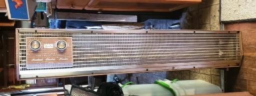 Vintage Console Radio with Wooden Finish and Dual Dials