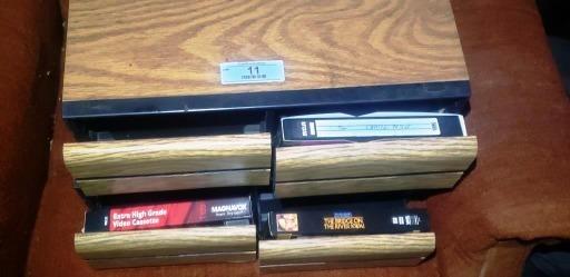 Wooden VHS Tape Storage Box with Four Drawers