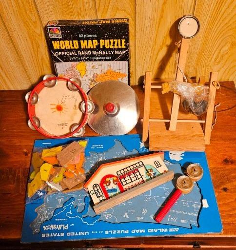 Vintage Childhood Treasures: A Nostalgic Collection of Toys and Puzzles
