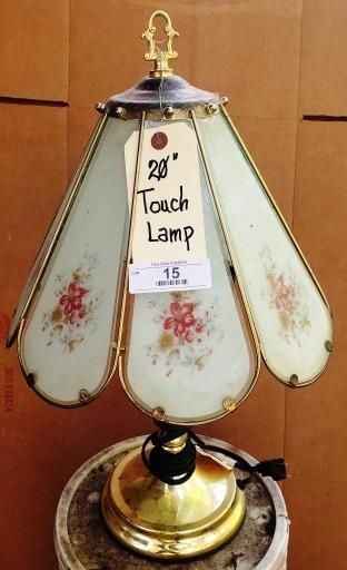 20-Inch Touch Lamp with Floral Design and Brass Base