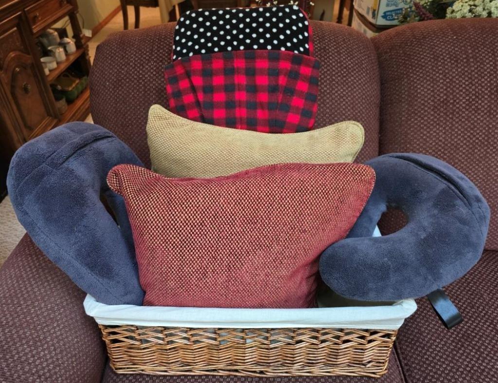 Assorted Travel Cushions and Blankets