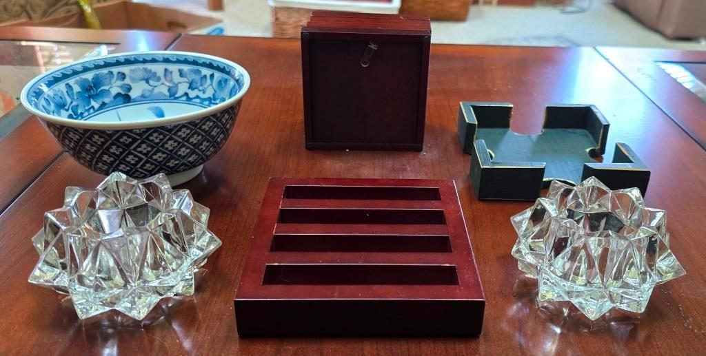 Vintage Crystal Candleholders Set