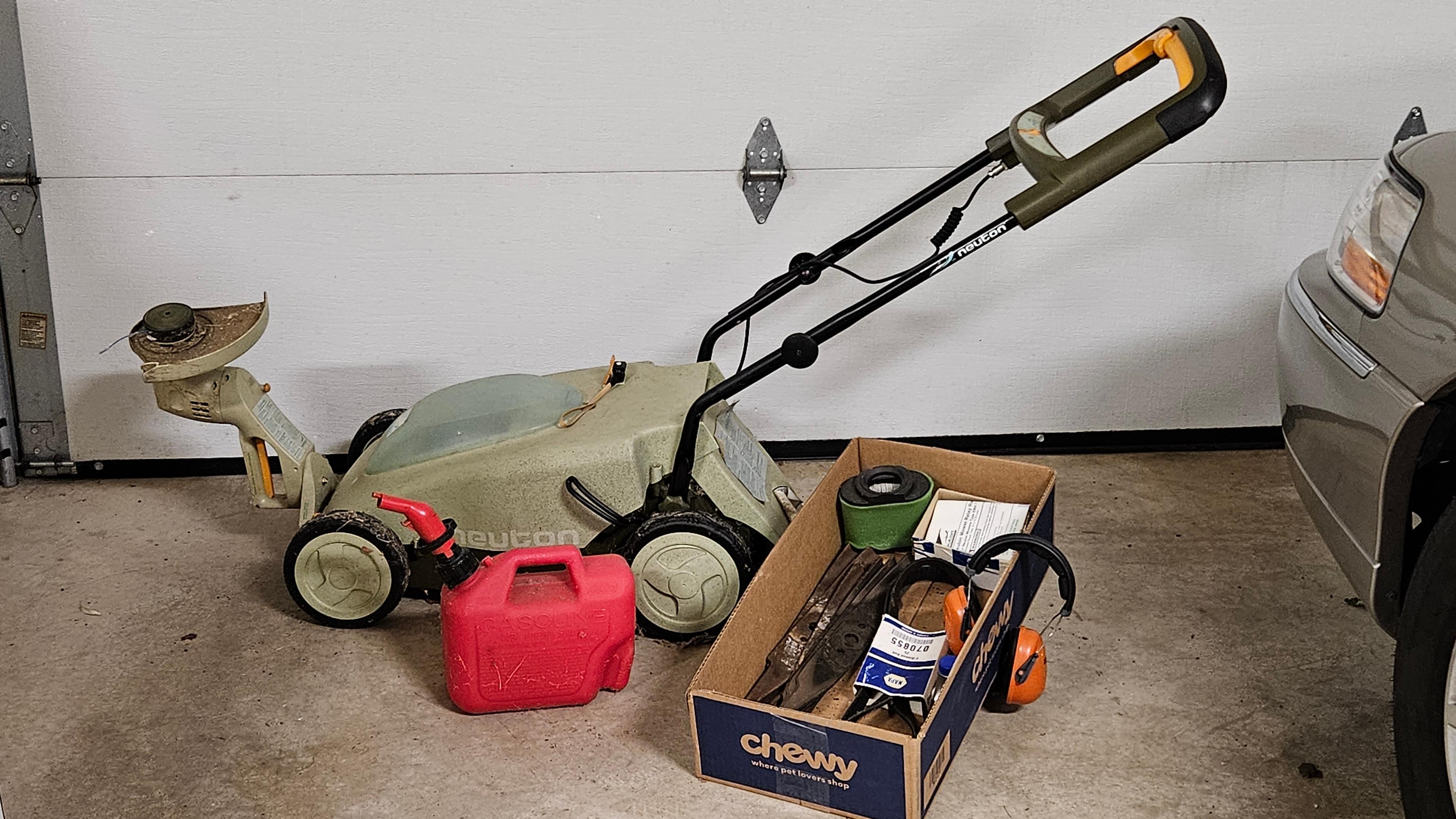 Neuton Cordless Lawn Mower and Accessories