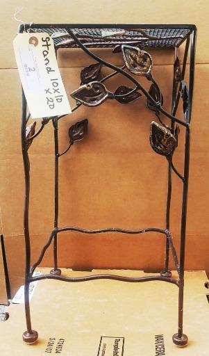 Decorative Metal Plant Stand with Leaf Design, 10x10x20 Inches