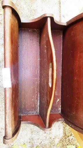 Vintage Wooden Magazine Rack with Curved Design and Handle