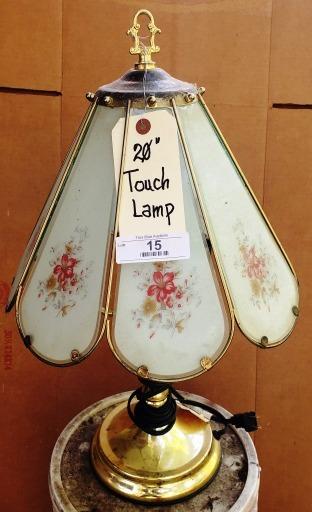 20-Inch Touch Lamp with Floral Design and Brass Base