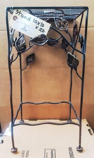 Decorative Metal Plant Stand with Leaf Design, 10x10x20 Inches