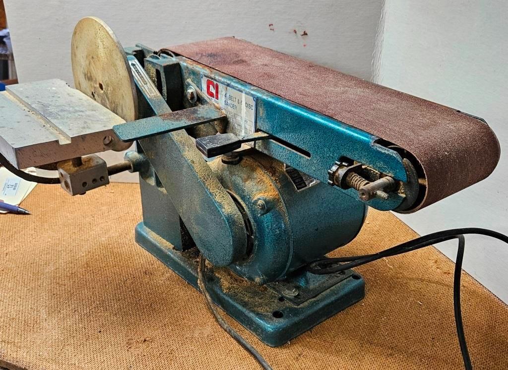 Vintage CI Industrial 4" Belt & 6" Disc Sander - Model BDS-46