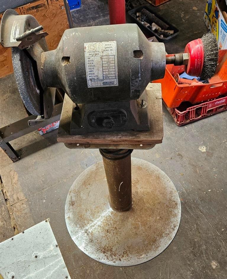 Vintage Continental Industries 8" Bench Grinder - Heavy Duty Tool for Precision Work