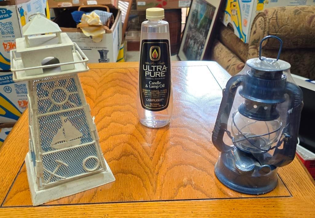 Vintage Lanterns and Oil Set